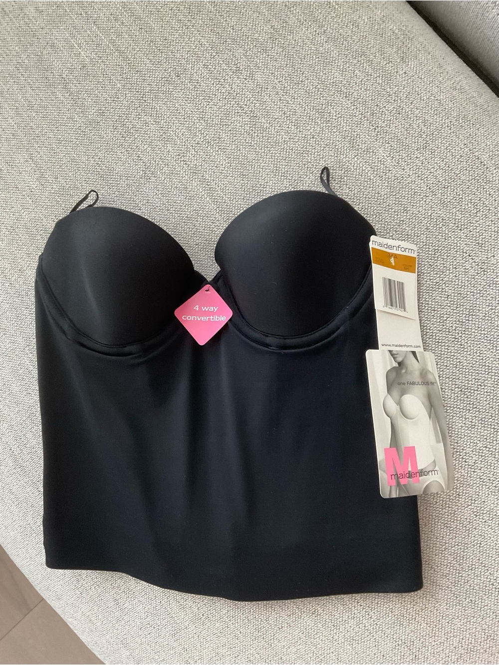 Maidenform Black Strapless Longline Convertible Bandeau